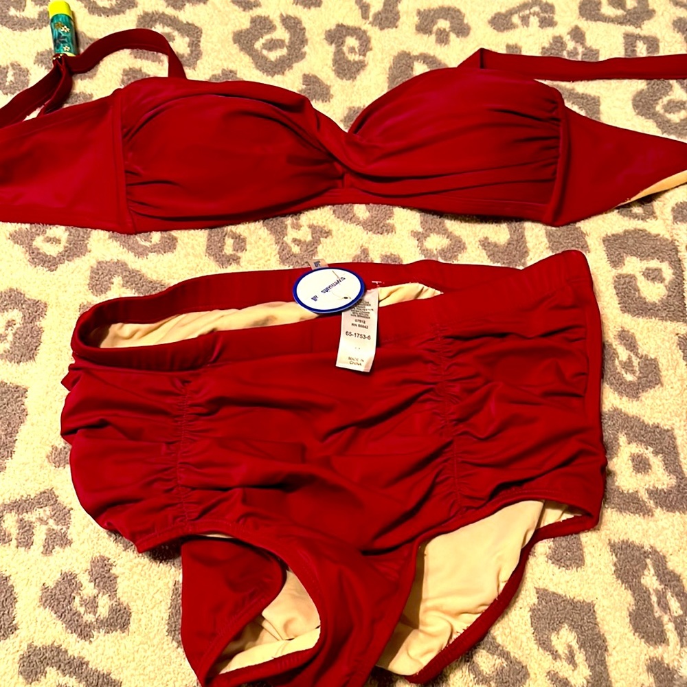 2 piece high waist swimsuit.